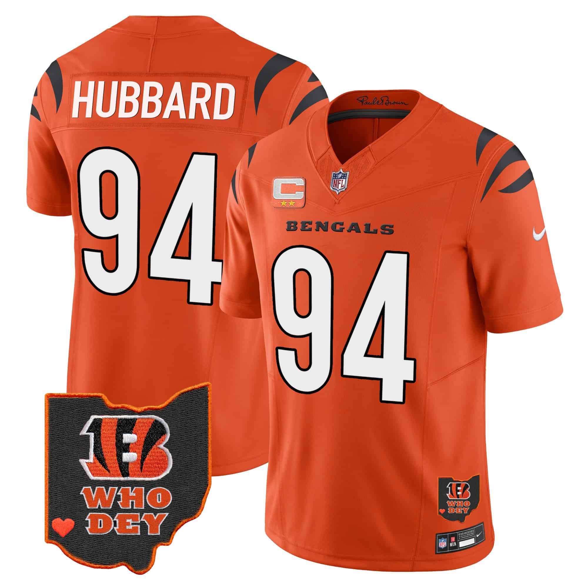 Men Cincinnati Bengals #94 Hubbard Orange 2024 Nike Patch Vapor Limited NFL Jersey